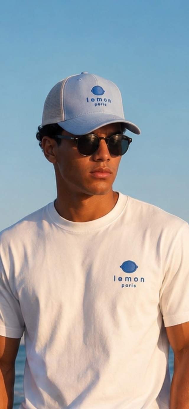 Casquette Riviera Bleu portée